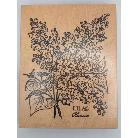 VTG PSX Lilac BOTANICAL FLOWERS K-1299 5" CRAFTING RUBBER STAMP - Picture 1 of 3